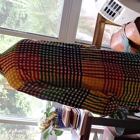 Primary colors thick cotton plaid Norblack Norwhite oversize shirt dress Sz S-M - Picture 3 of 5